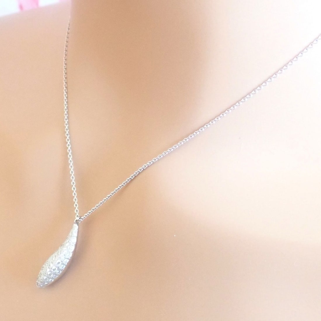 Authentic! Tiffany & Co 18k White Gold Frank Gehry Diamond Fish Necklace - 9