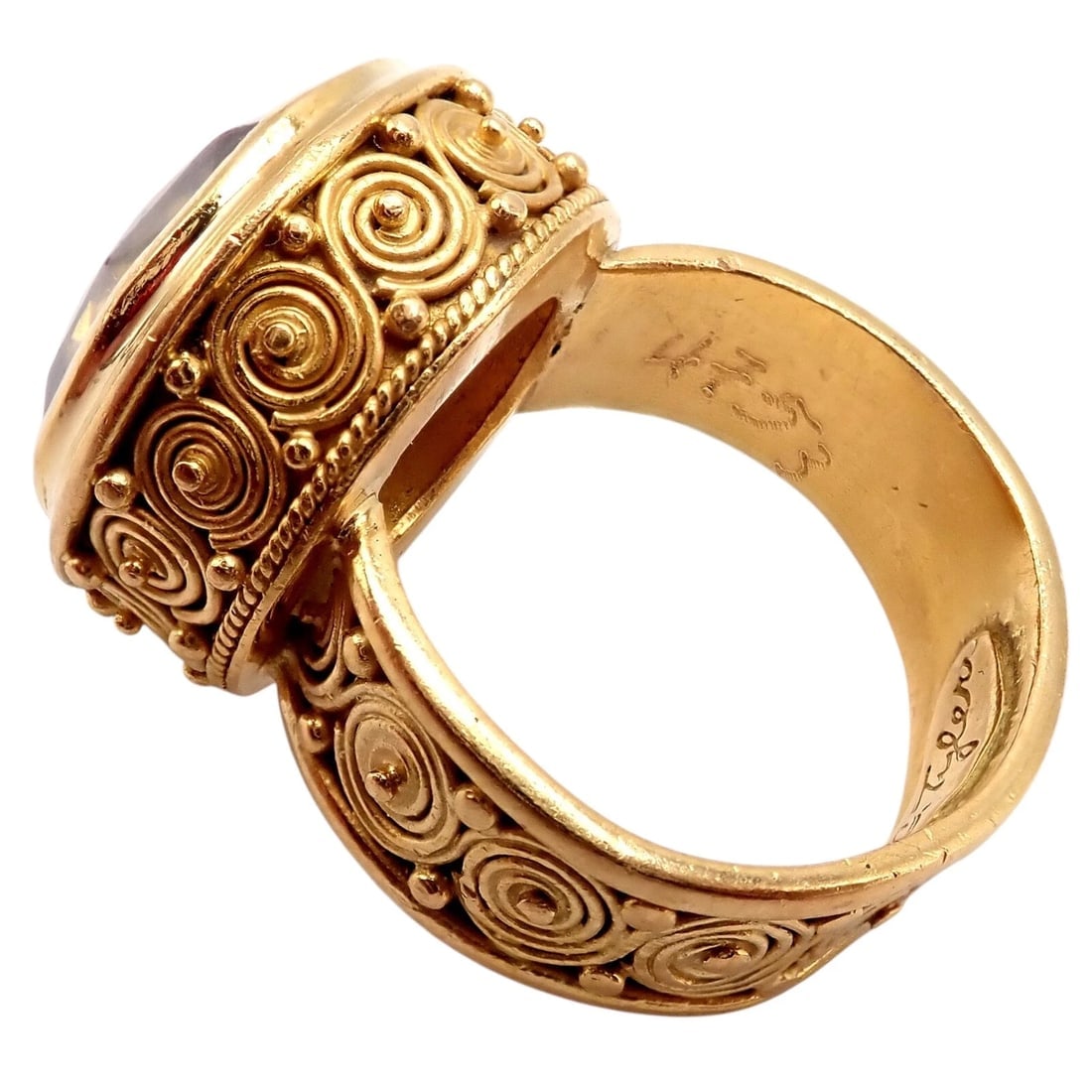 Vintage! Carolyn Tyler 22k Yellow Gold Seven Seas Large Citrine Ring - 2