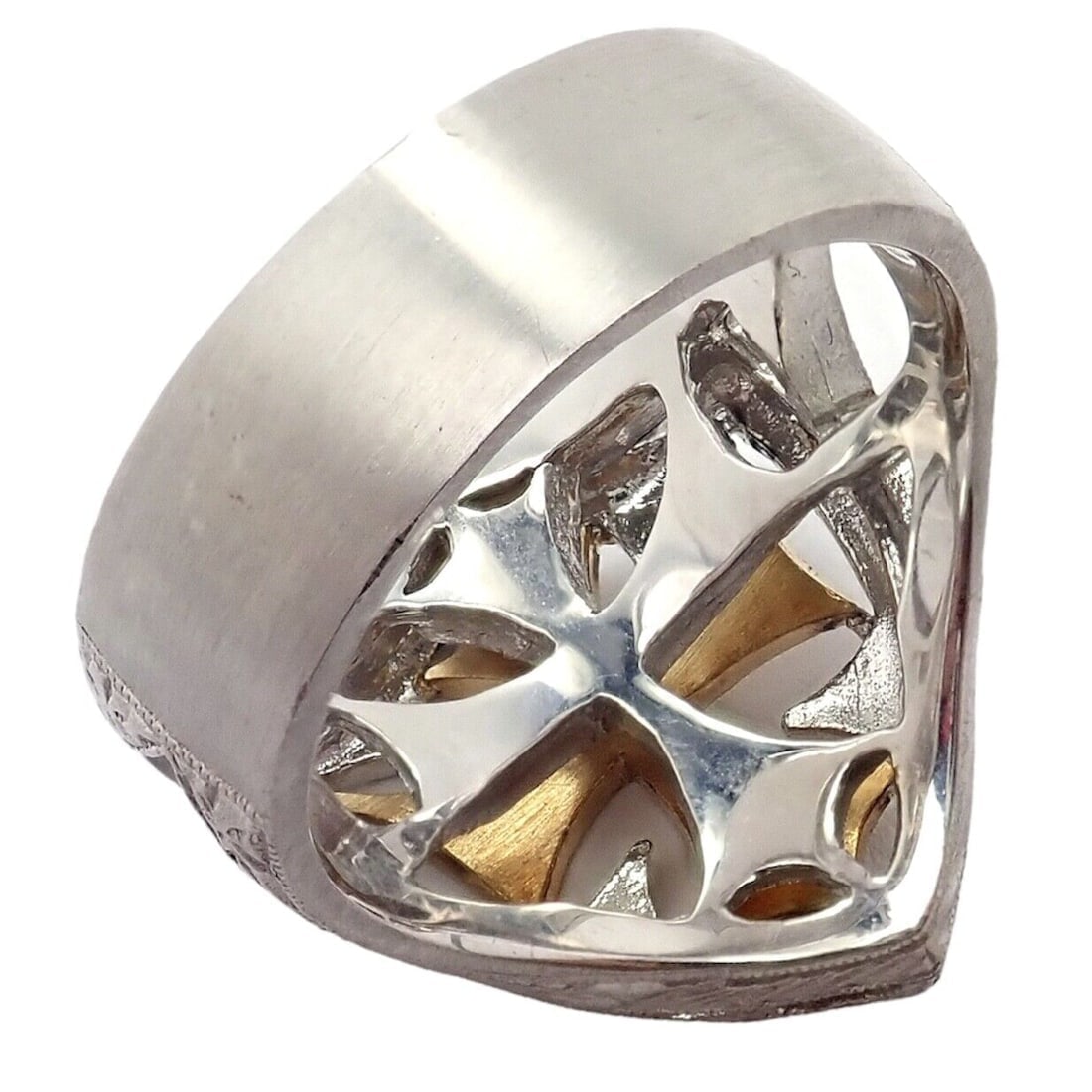 Authentic Loree Rodkin 18k White Yellow Gold Diamond Cross Shield Crest Ring - 5