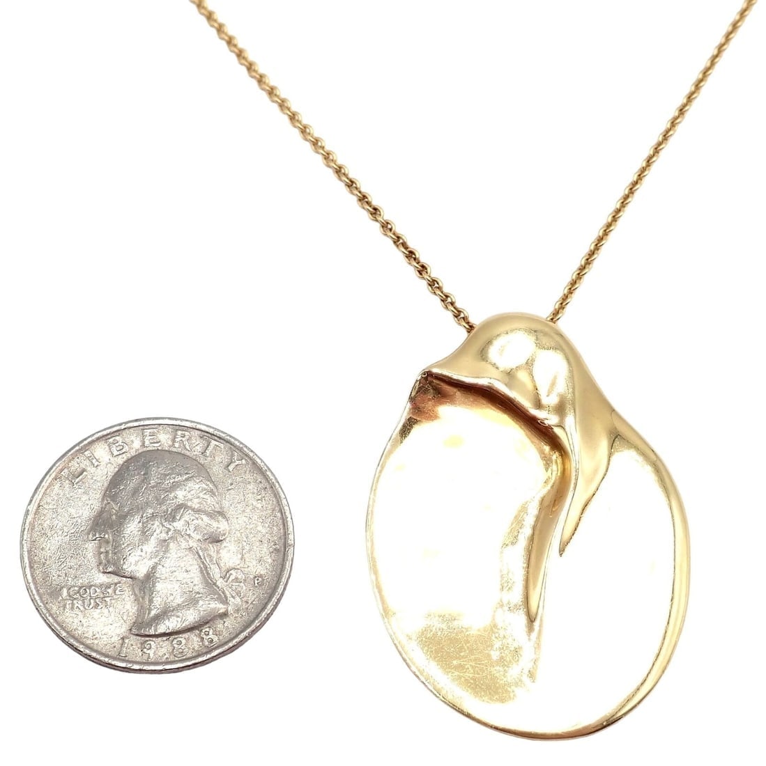 Tiffany & Co Peretti 18k Yellow Gold Madonna Pendant Extra Large Necklace 30" - 2