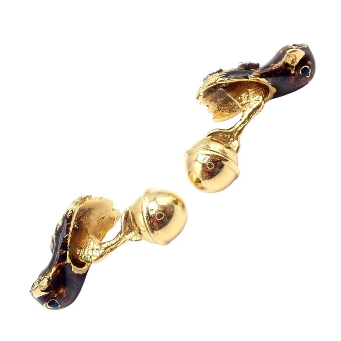 Vintage Tiffany & Co. 18k Yellow Gold Diamond Enamel Falcon Eagle Bird Cufflinks - 11
