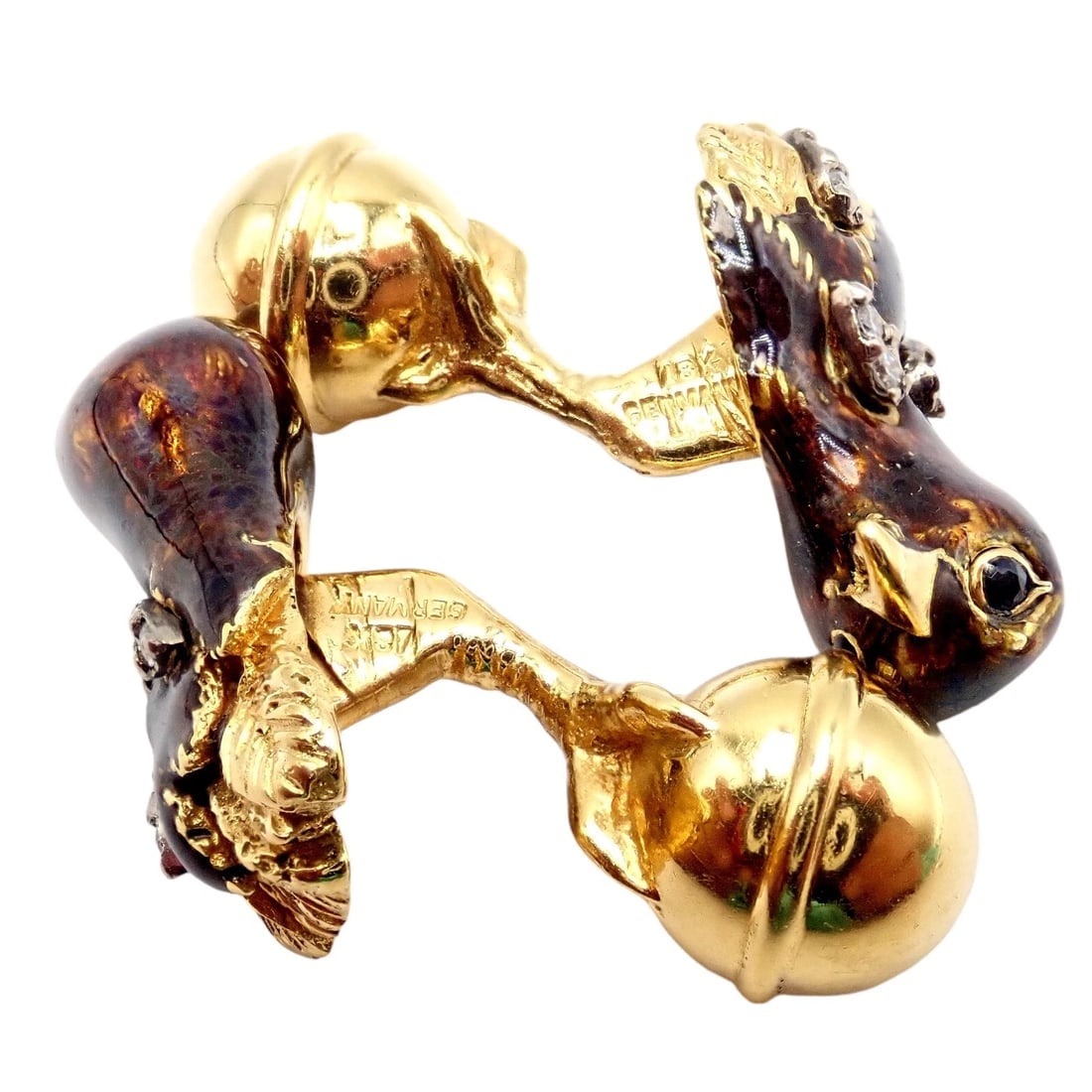 Vintage Tiffany & Co. 18k Yellow Gold Diamond Enamel Falcon Eagle Bird Cufflinks - 5
