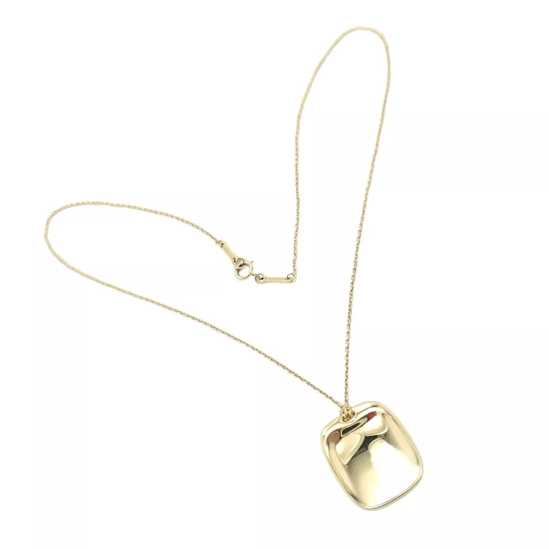 Tiffany & Co 18k Yellow Gold Rectangle Concave Disc ID Necklace (1 of 9)