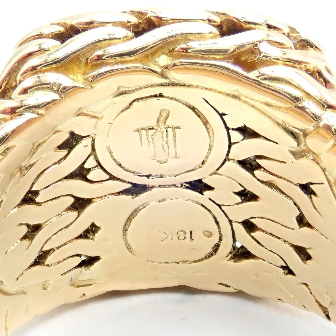 Authentic! John Hardy JH 18k Yellow Gold Diamond Square Signet Signature Ring - 2