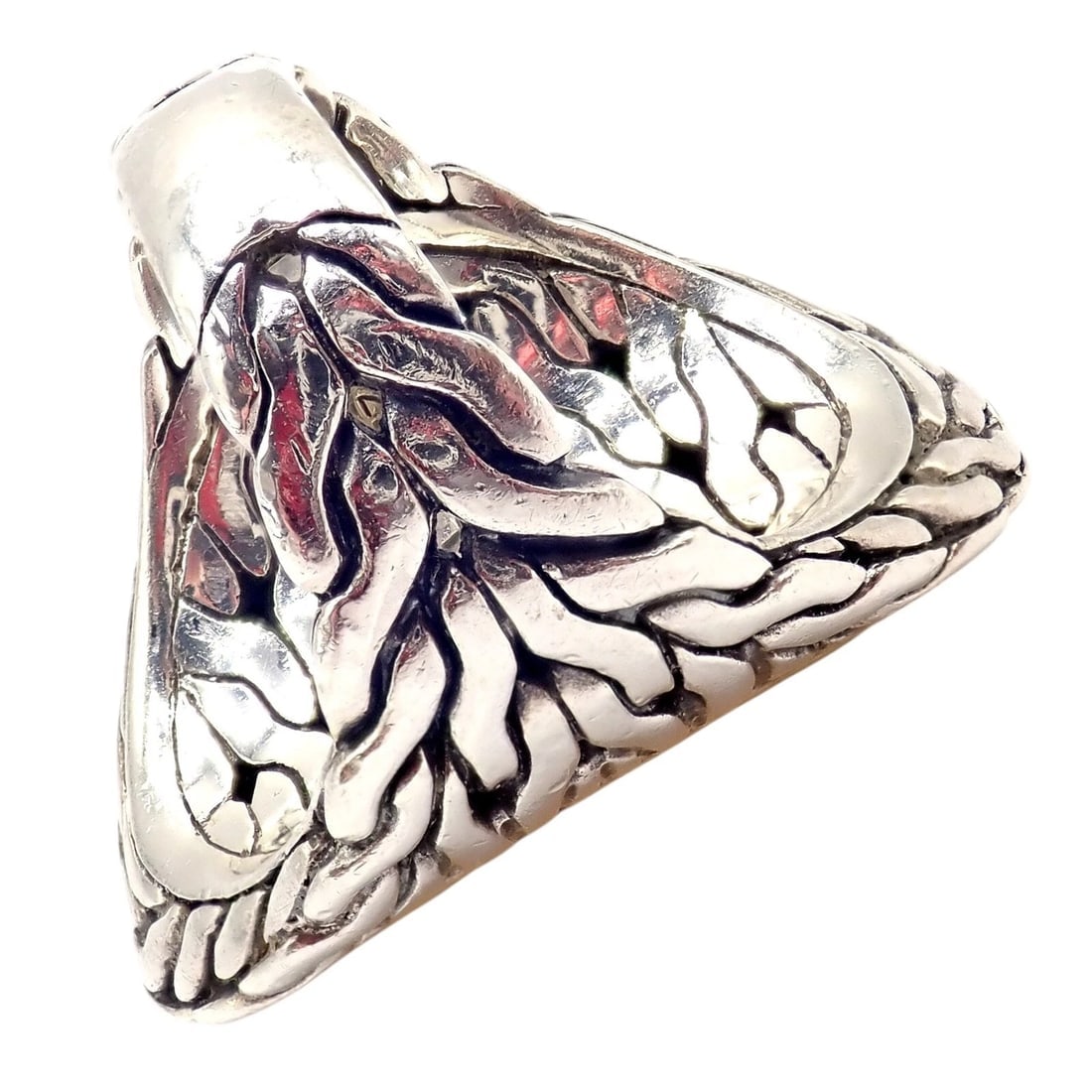 John Hardy JH Silver 22k Yellow Gold Classic Palu Saddle Cocktail Ring sz 7 - 11