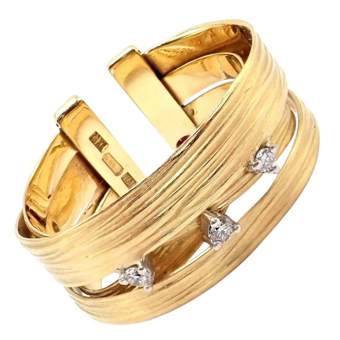 Authentic! Roberto Coin 18k Yellow Gold Diamond Silk Weave Ring sz 7 - 4