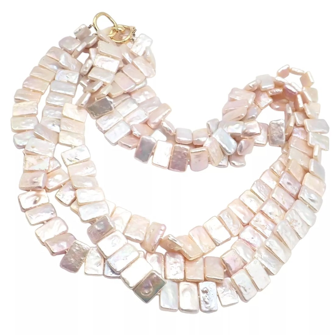 Rare! Angela Cummings 18k Yellow Gold Mother Of Pearl Three Row Necklace 1984 - 5