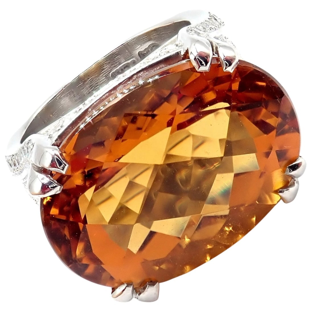 Kieselstein Cord Platinum 2.5ct Diamond Golden Citrine Cockatil Ring 1999 sz 6.5 - 2