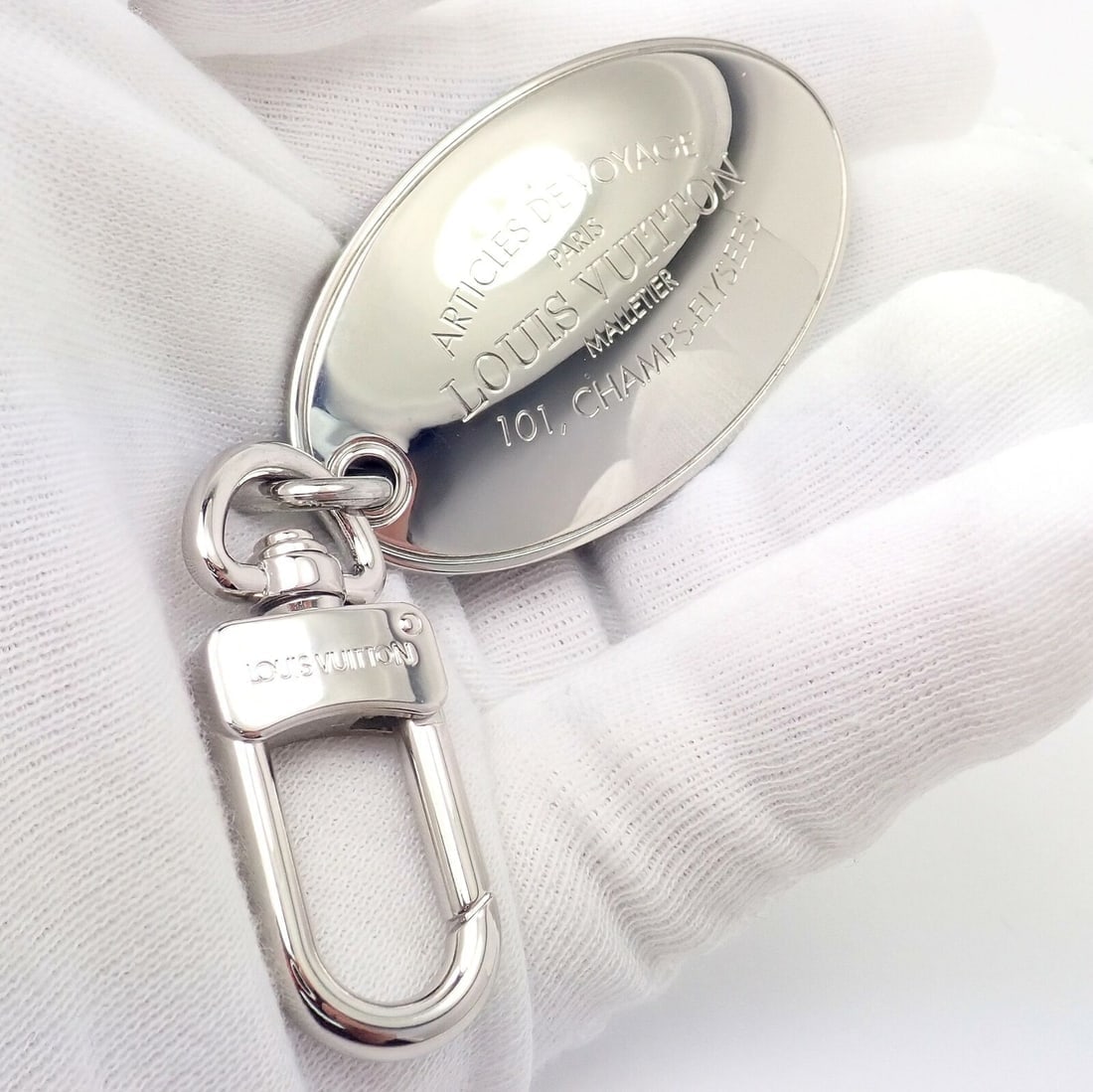 Authentic Louis Vuitton LV Large Stainless Steel Luggage Tag Key Chain CK 1100 - 3