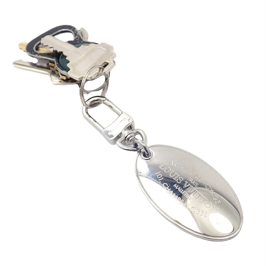 Authentic Louis Vuitton LV Large Stainless Steel Luggage Tag Key Chain CK 1100 - 4