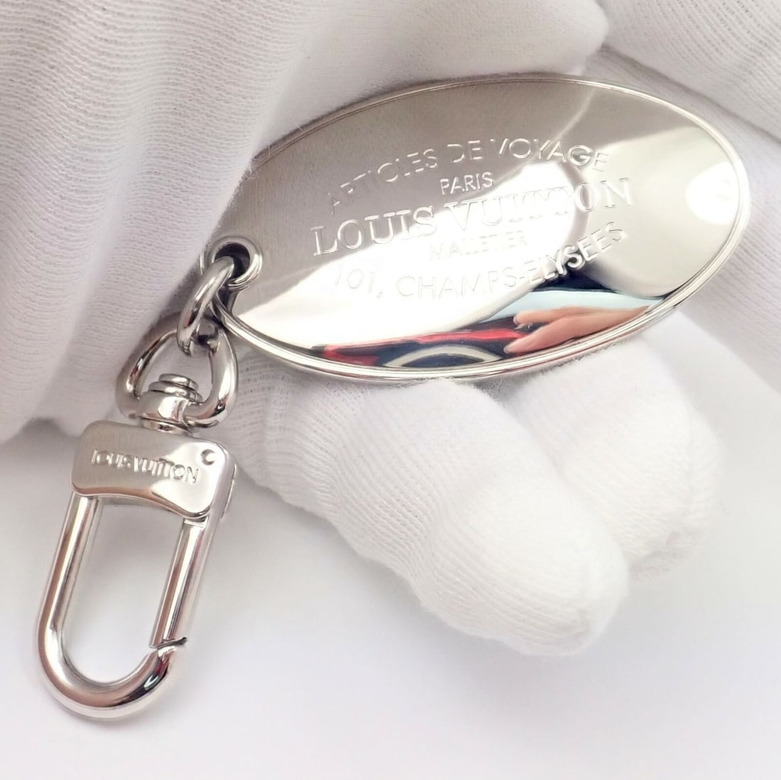 Authentic Louis Vuitton LV Large Stainless Steel Luggage Tag Key Chain CK 1100 - 5