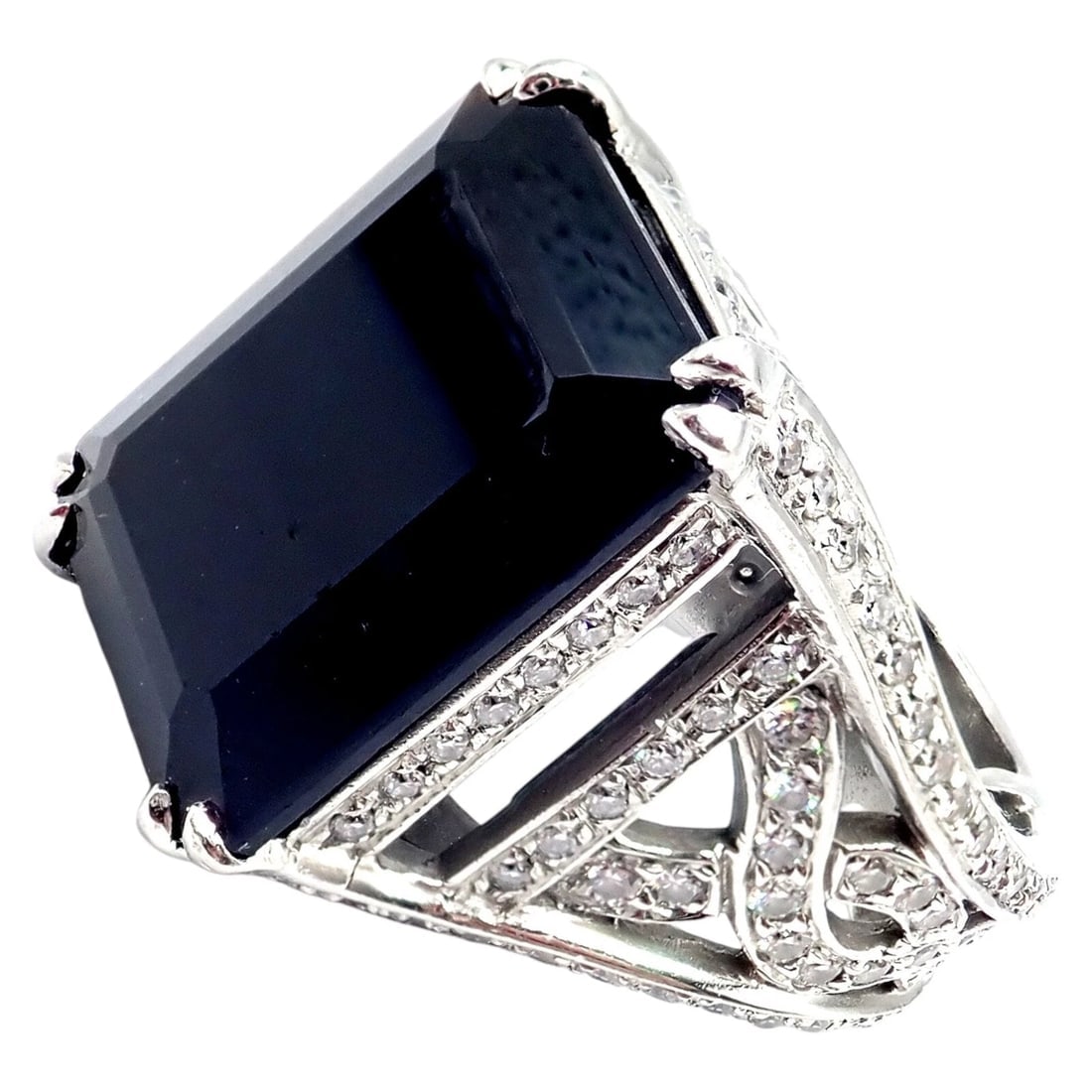 Kieselstein Cord Platinum 3ctw Diamond Black Spinel Cockatil Ring 1998 sz 5.5 - 11