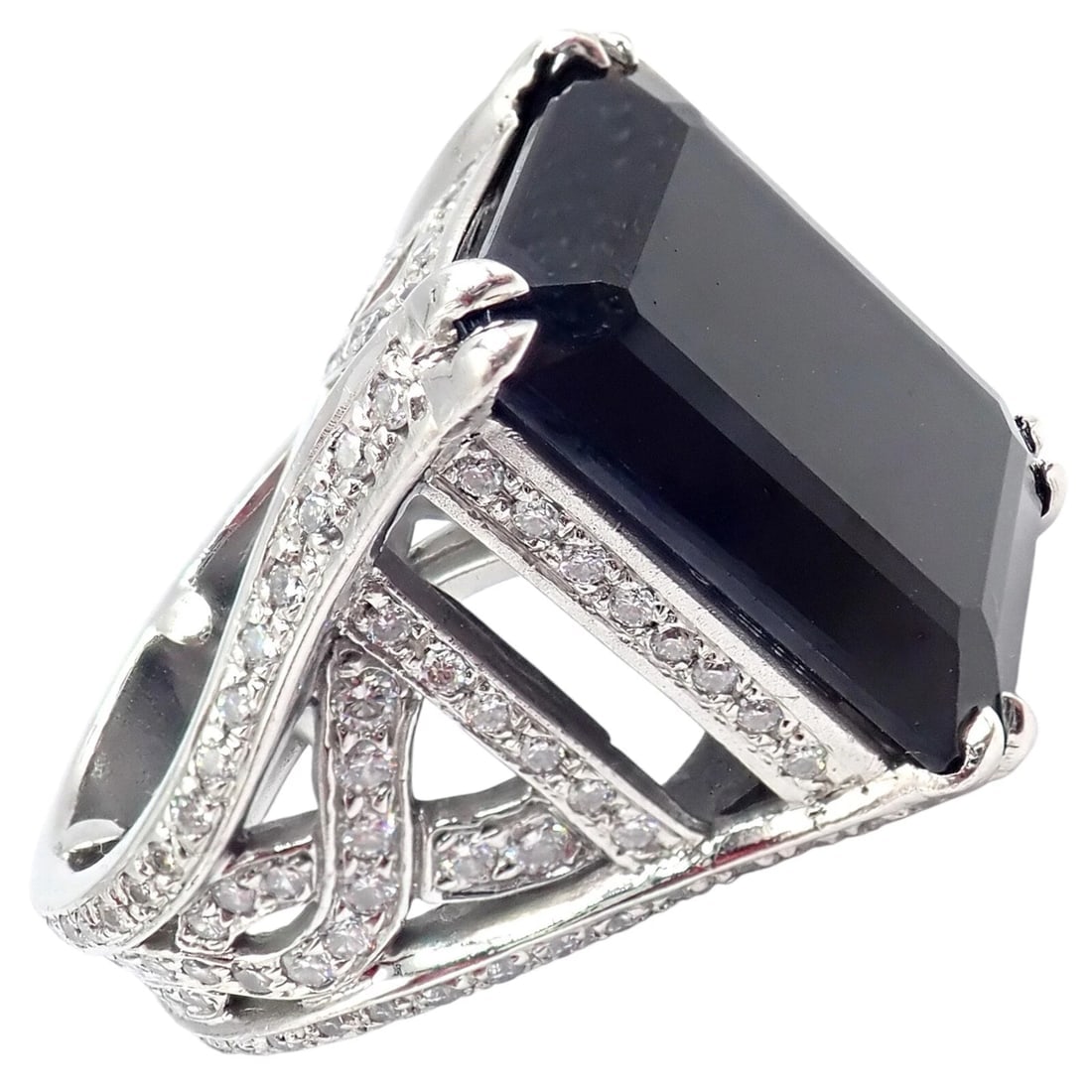 Kieselstein Cord Platinum 3ctw Diamond Black Spinel Cockatil Ring 1998 sz 5.5 - 2