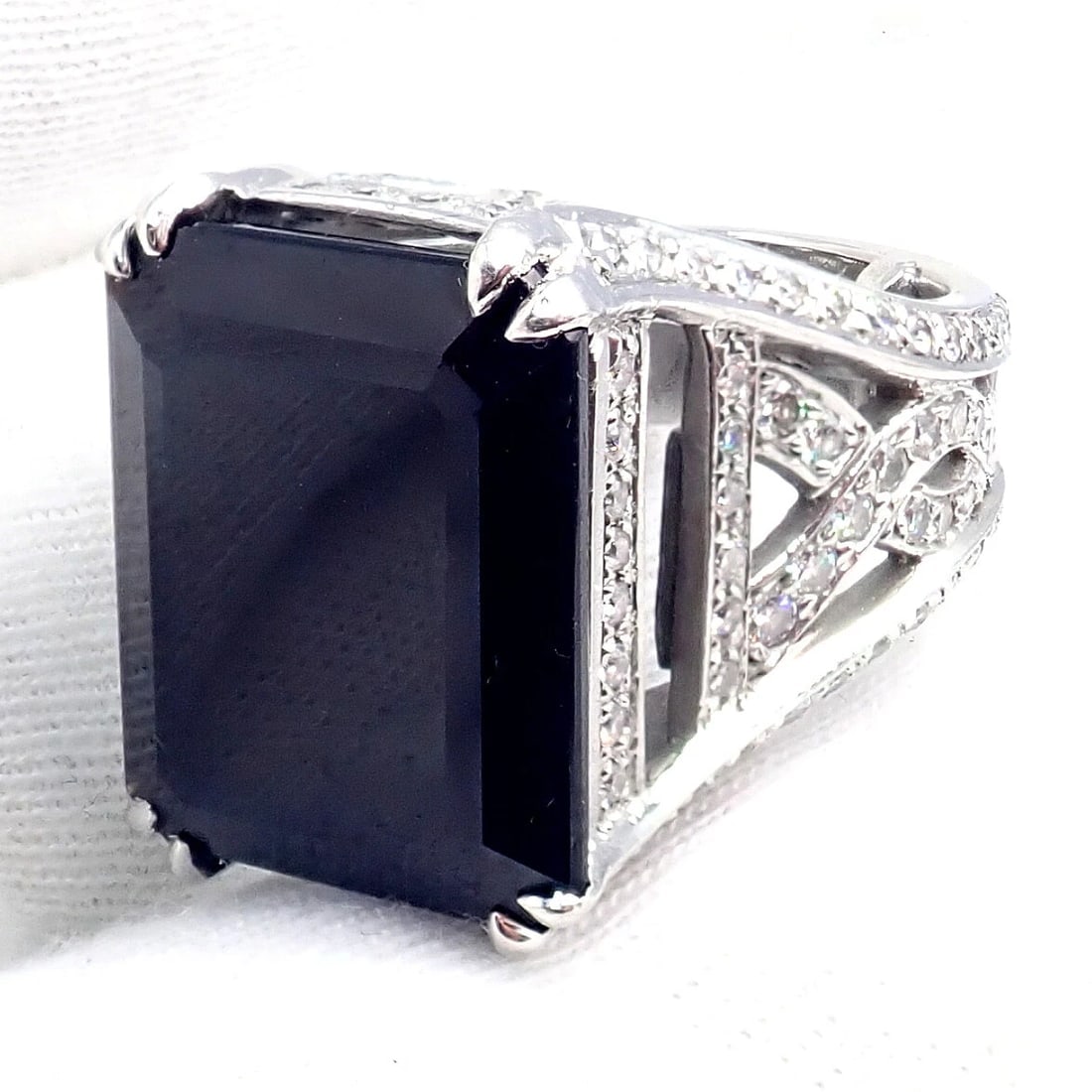 Kieselstein Cord Platinum 3ctw Diamond Black Spinel Cockatil Ring 1998 sz 5.5 - 7