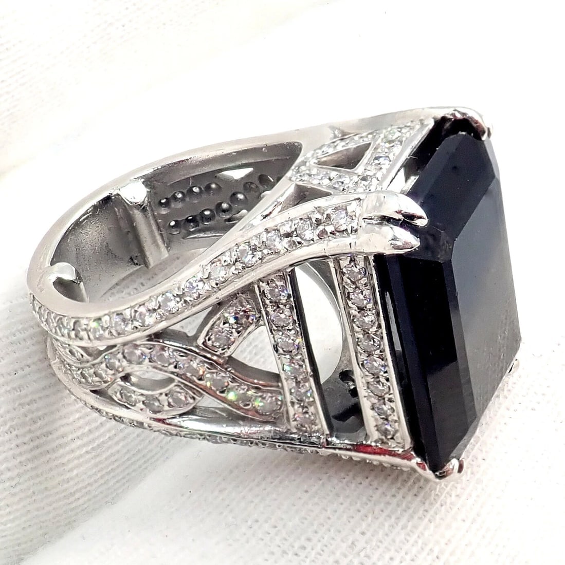 Kieselstein Cord Platinum 3ctw Diamond Black Spinel Cockatil Ring 1998 sz 5.5 - 8