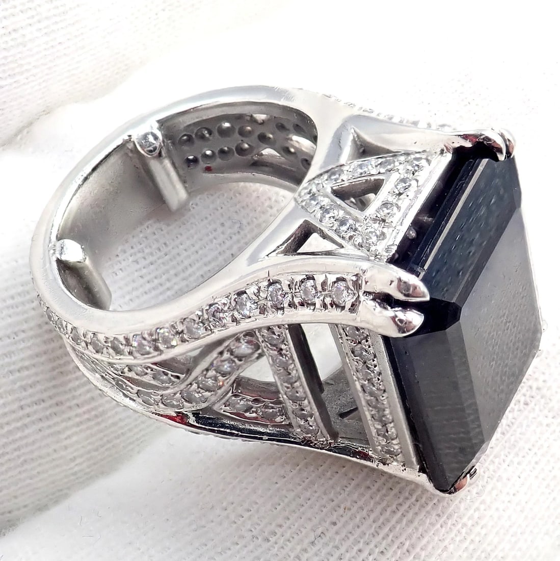 Kieselstein Cord Platinum 3ctw Diamond Black Spinel Cockatil Ring 1998 sz 5.5 - 9