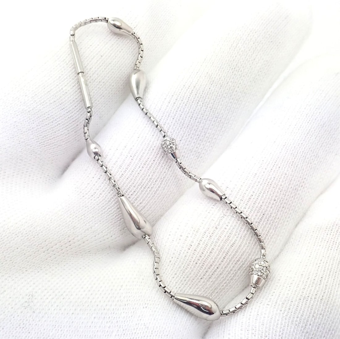 Rare Authentic H. Stern 18k White Gold Diamond Teardrop Bracelet - 4