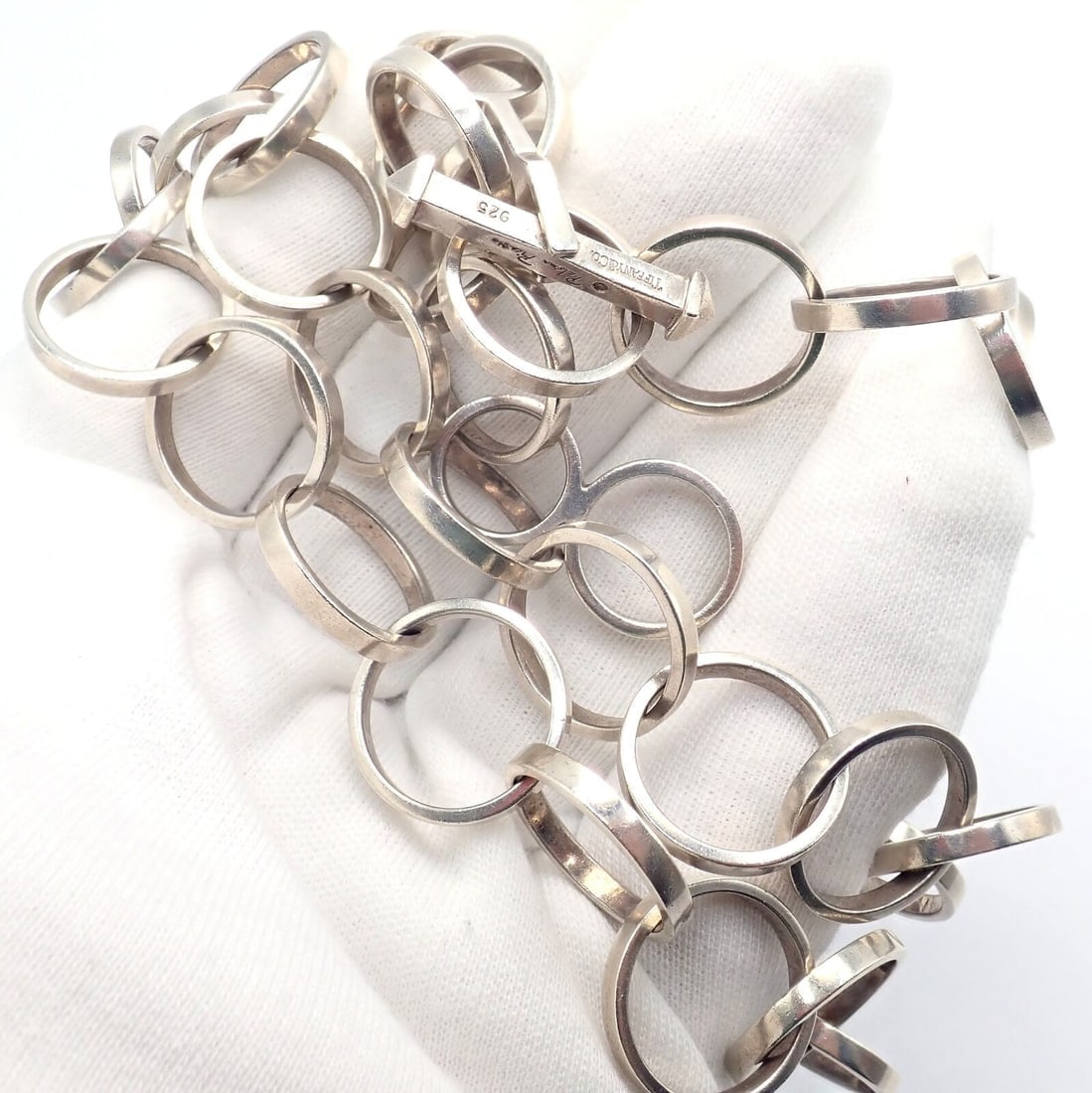 Rare! Tiffany & Co Picasso Sterling Silver Circle Link Long 34" Circle Necklace - 9