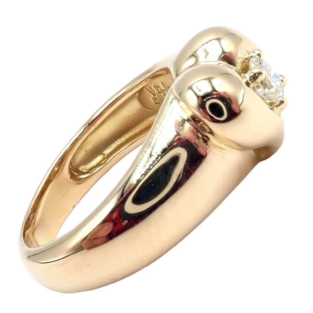 Rare! Authentic Van Cleef & Arpels 18k Yellow Gold Diamond Heart Ring - 2