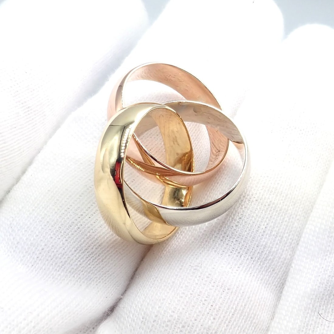 Authentic! Cartier Trinity 18k TriColor Gold Wide Band Ring 1990 - 2