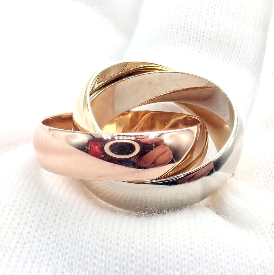 Authentic! Cartier Trinity 18k TriColor Gold Wide Band Ring 1990 - 7