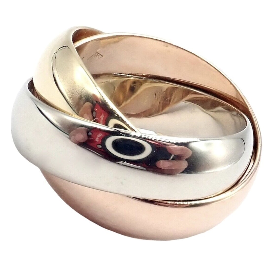 Authentic! Cartier Trinity 18k TriColor Gold Wide Band Ring 1990 - 9