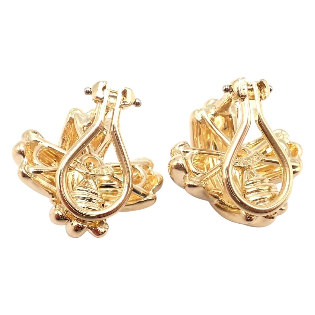 Authentic! Vintage Tiffany & Co X Kiss 18k Yellow Gold Medium Earrings - 3