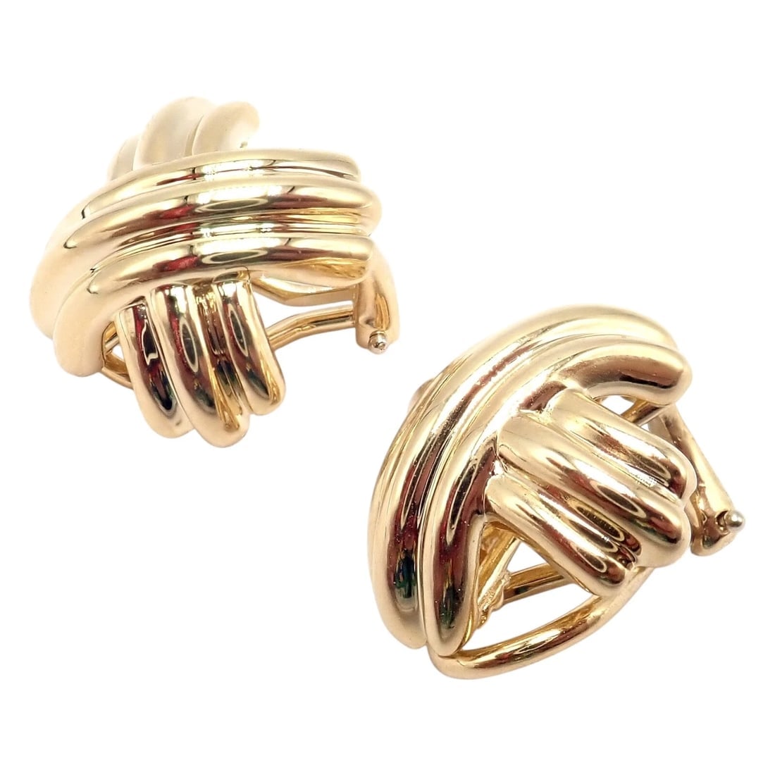 Authentic! Vintage Tiffany & Co X Kiss 18k Yellow Gold Medium Earrings - 4