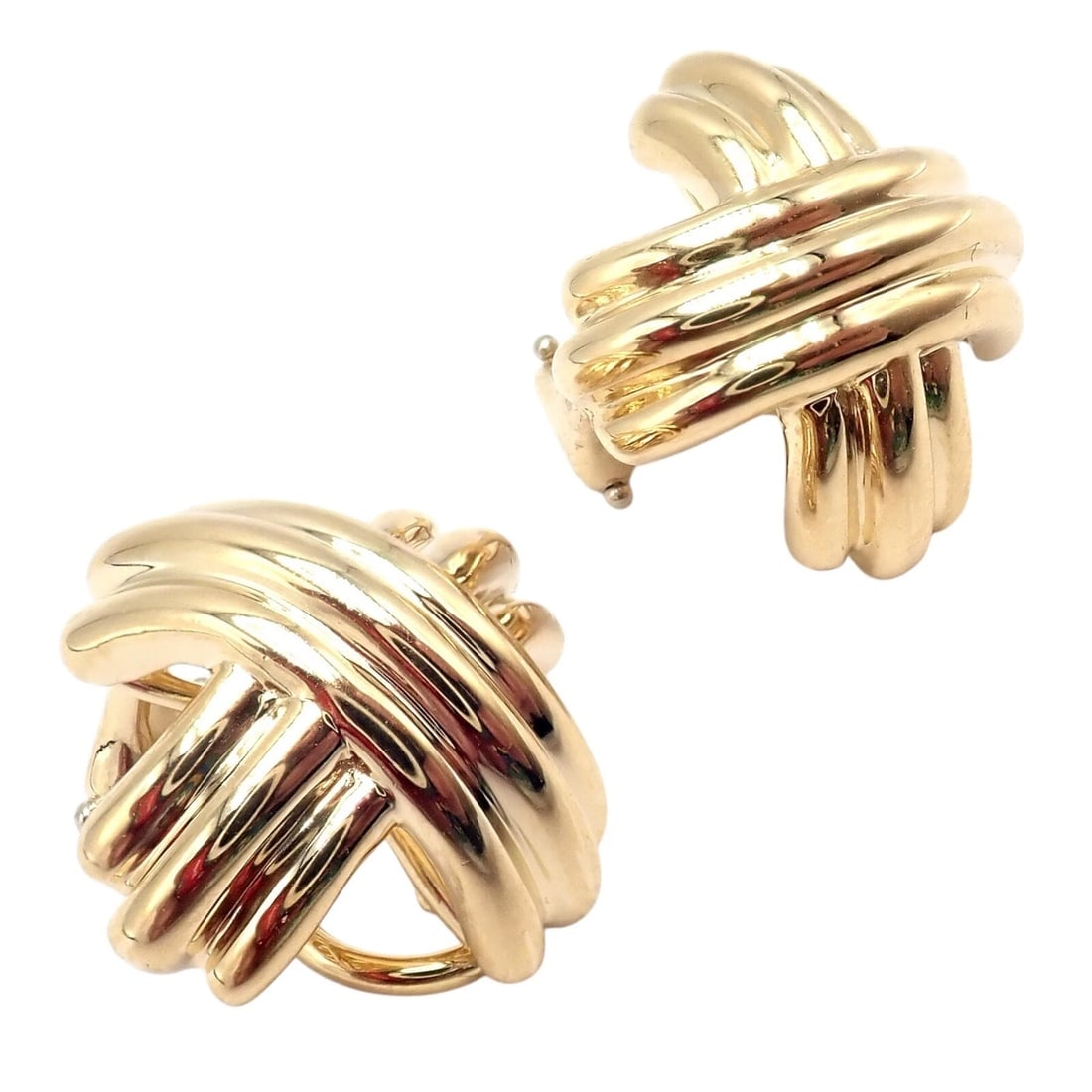 Authentic! Vintage Tiffany & Co X Kiss 18k Yellow Gold Medium Earrings - 5