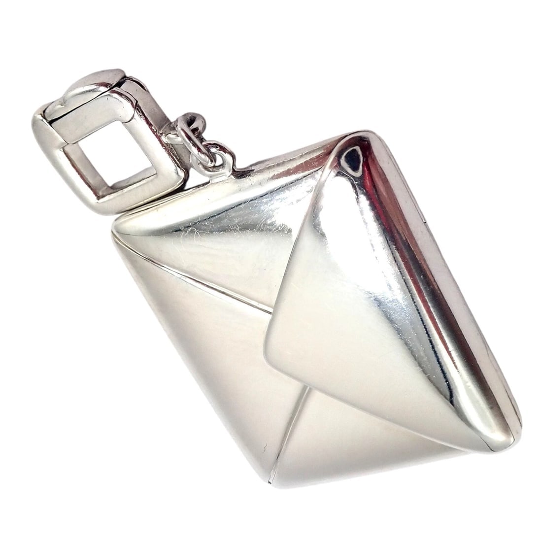 Rare! Louis Vuitton LV 18k White Gold Opening Envelope Letter Charm Pendant - 5