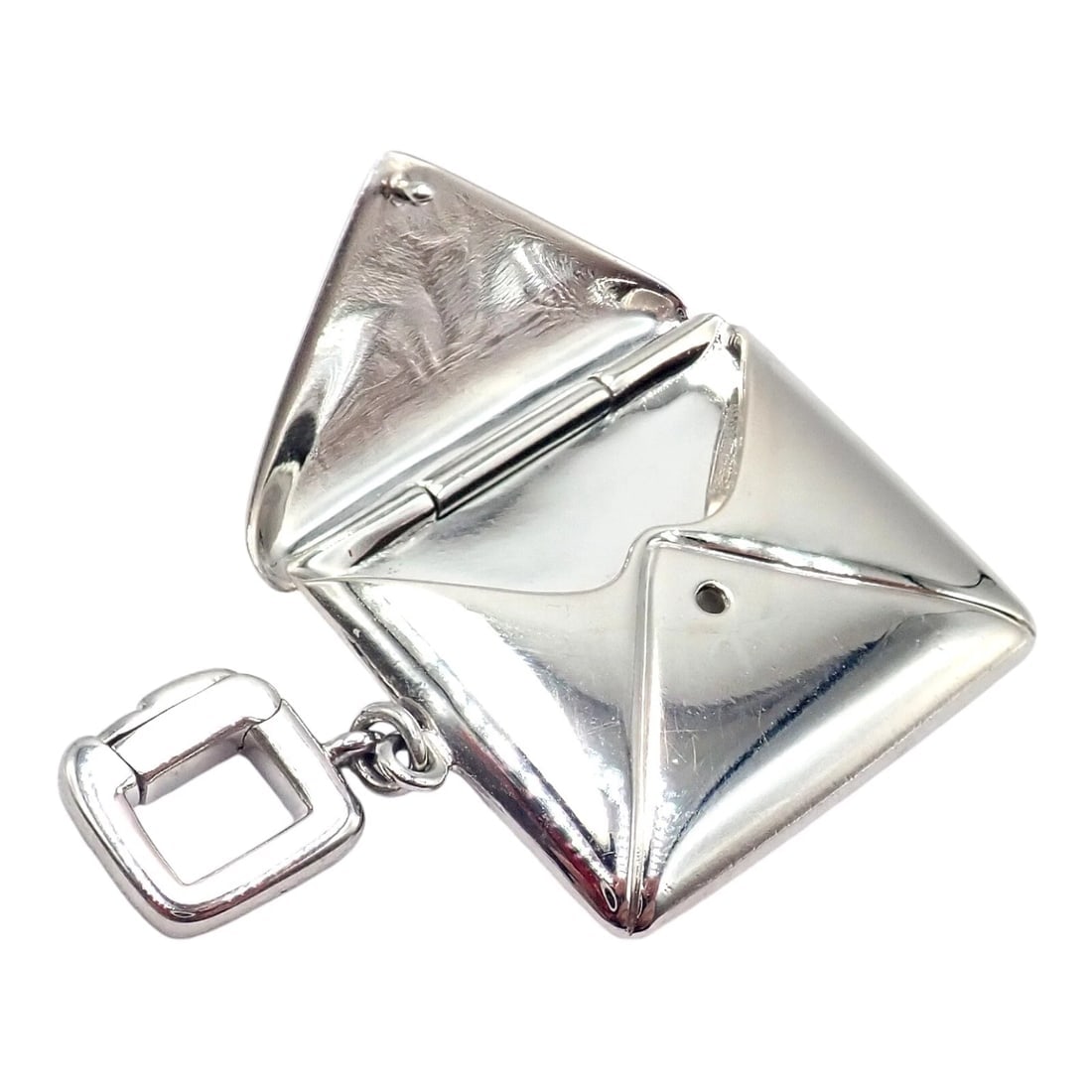Rare! Louis Vuitton LV 18k White Gold Opening Envelope Letter Charm Pendant - 6