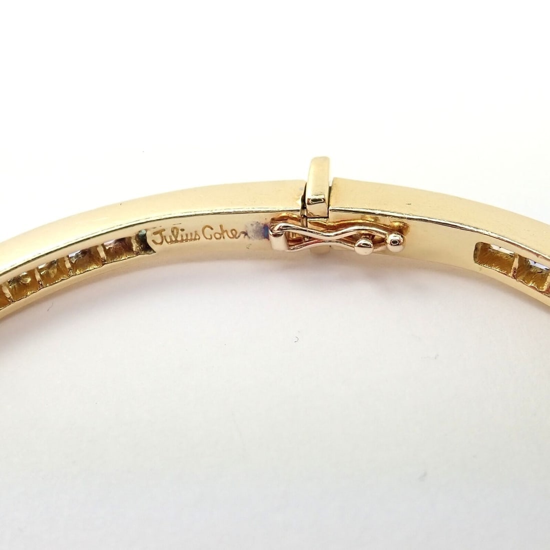 Authentic! Julius Cohen 18k Yellow Gold Diamond Pastel Color Stone Cuff Bracelet - 5