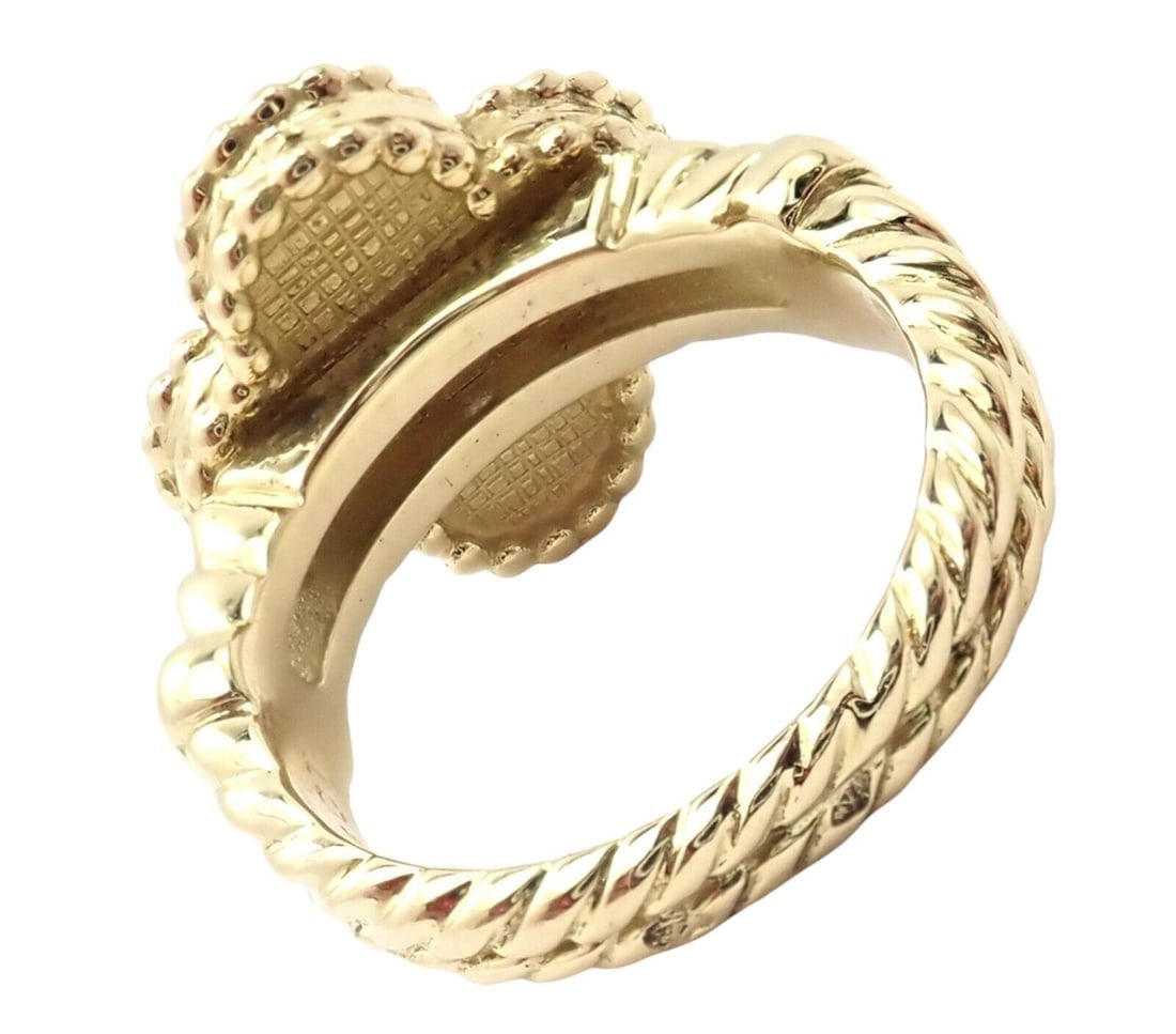Authentic! Van Cleef & Arpels Vintage Alhambra 18k Yellow Gold Diamond Ring 4.75 - 4