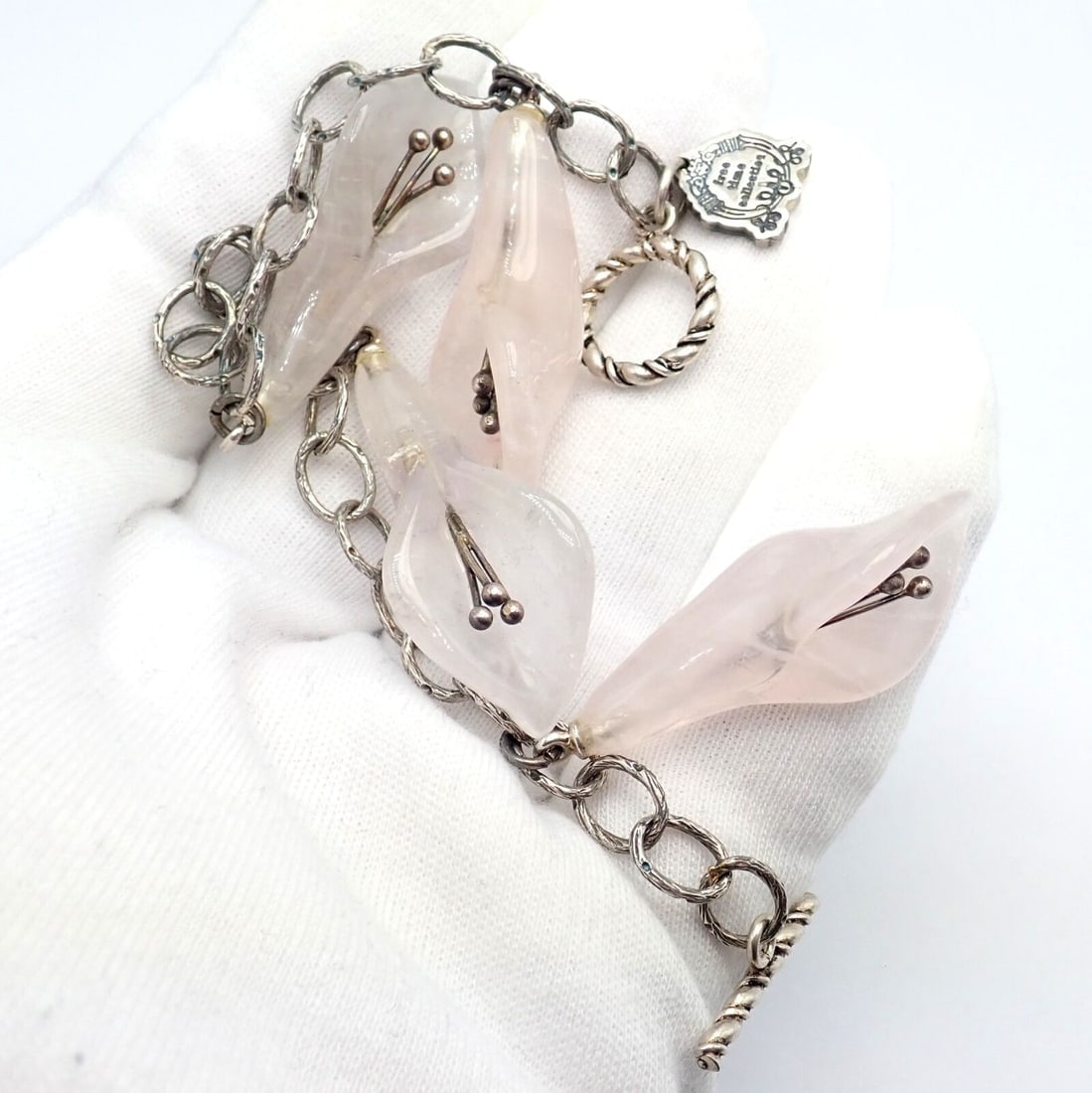 Rare! Vintage Mario Buccellati Silver Quartz Calla Lily Bracelet - 5