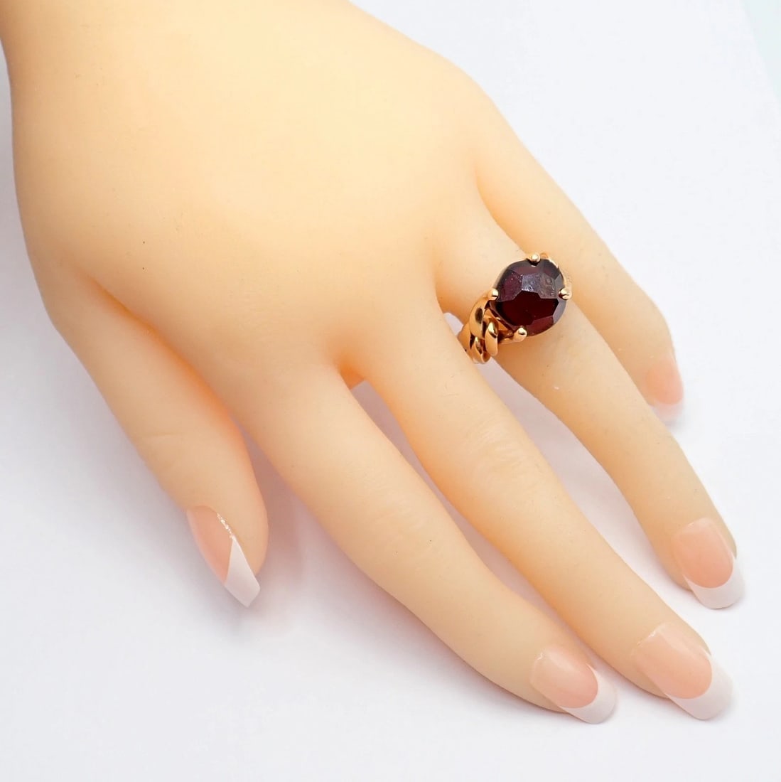 Authentic! Pomellato 18k Yellow Gold Lola Madeira Curb Link Garnet Ring Sz 7 - 5
