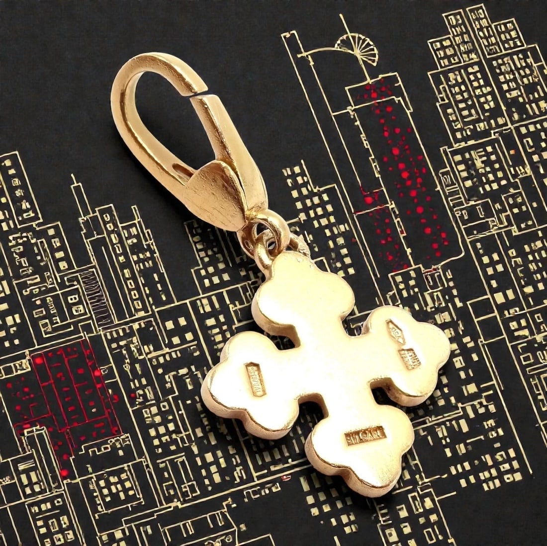 Rare! Bvlgari Bulgari 18k Yellow Gold Maltese Cross Charm Pendant - 2