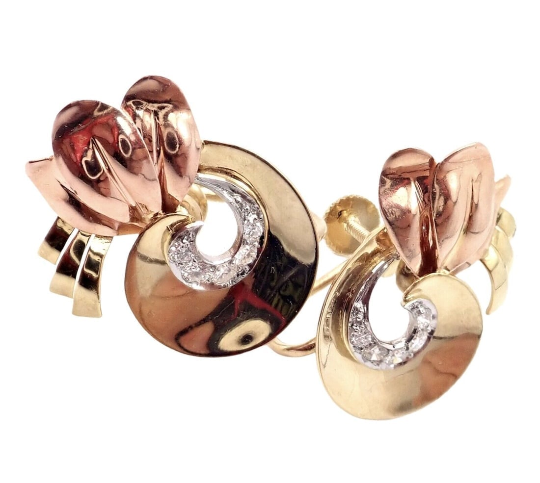 Rare Vintage Tiffany & Co 14k Yellow Rose Gold Diamond Screwback Earrings: Rare Vintage Tiffany & Co 14k Yellow Rose Gold Diamond Screwback Earrings Rare Vintage Tiffany & Co 14k Yellow Rose Gold Diamond Screwback Earrings Product Description About This Piece: Metal: 14k