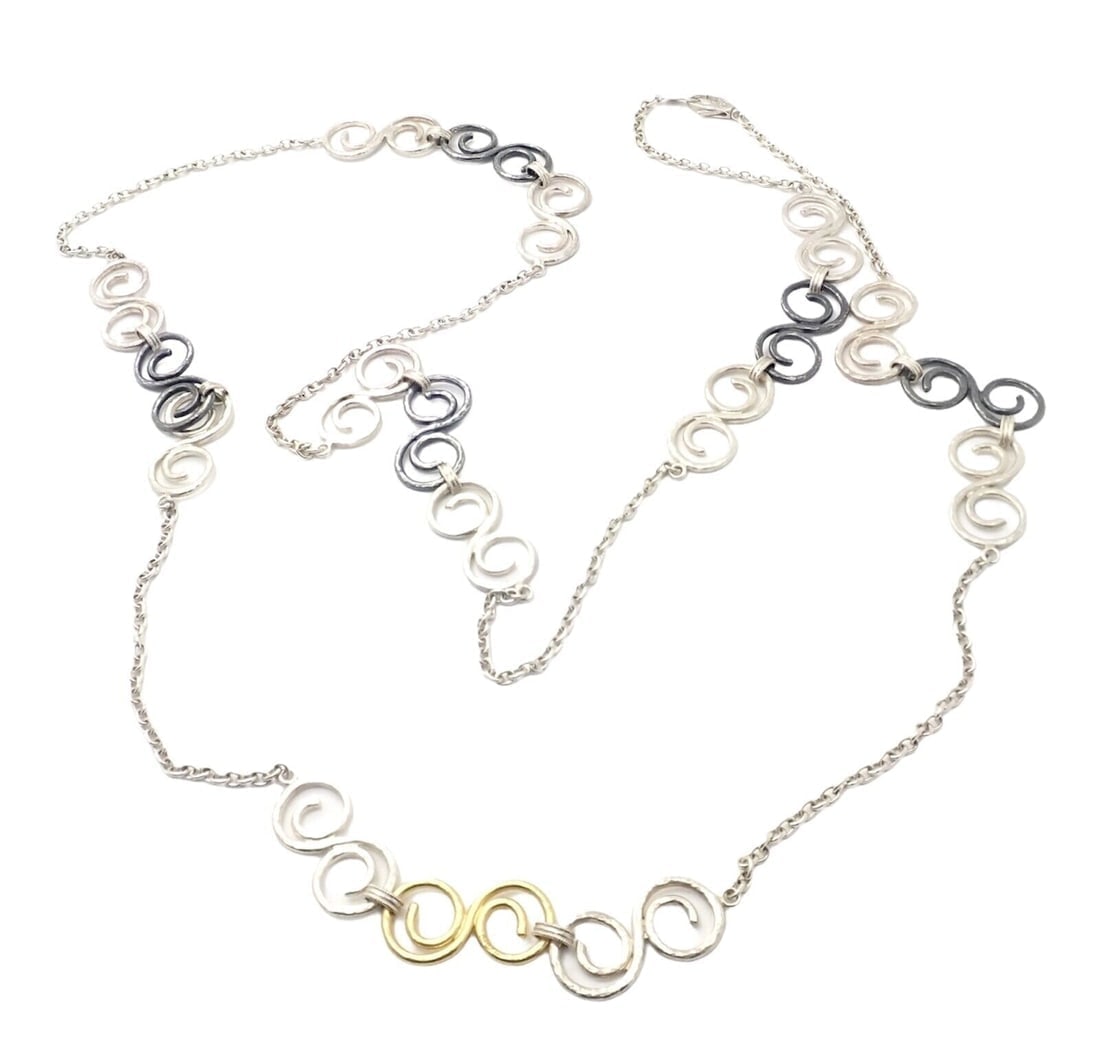 Authentic Gurhan 24k Yellow Gold Sterling Silver Long Curl Necklace 46" (1 of 7)
