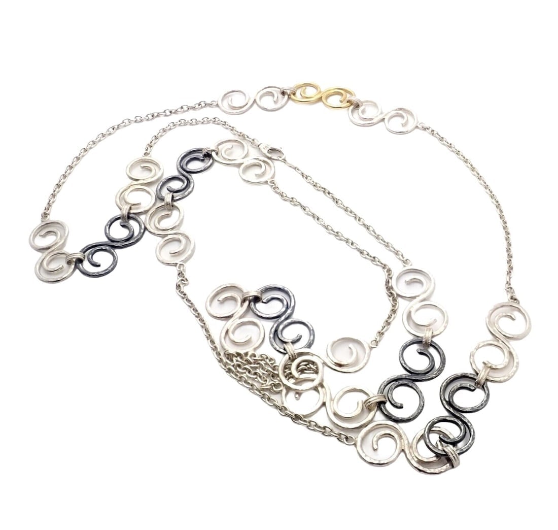 Authentic Gurhan 24k Yellow Gold Sterling Silver Long Curl Necklace 46" - 2