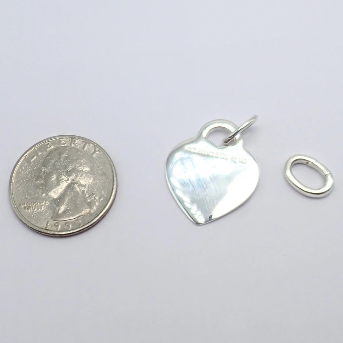 Tiffany & Co Silver Heart Tag Charm + Toggle Bracelet + Oval Jump Ring Clasp - 10