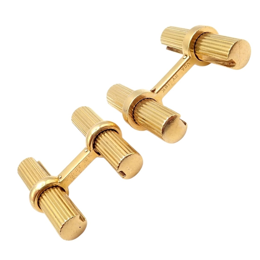 Vintage! Authentic Van Cleef & Arpels 18k Yellow Gold Bar Cufflinks - 2