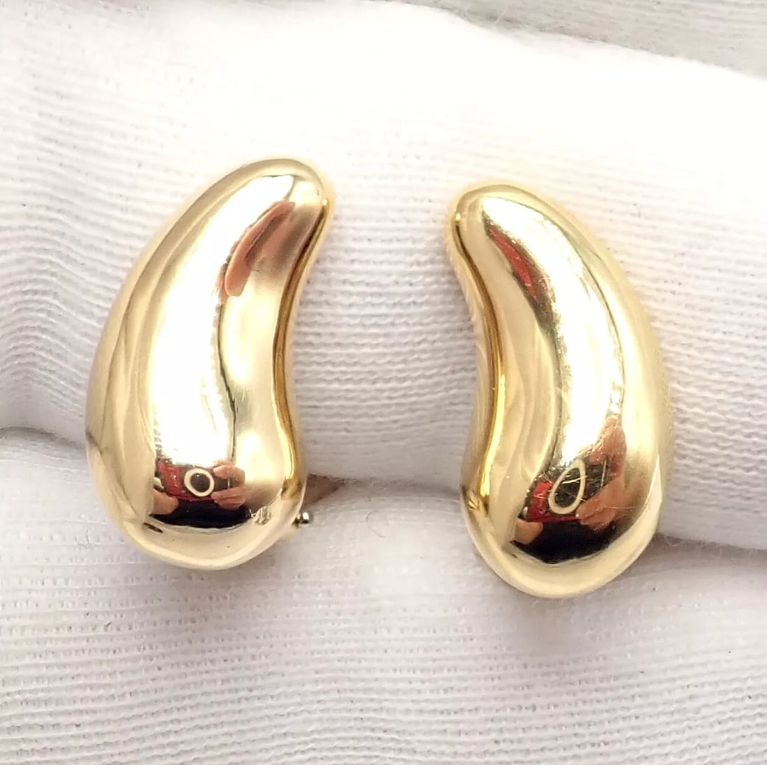 Authentic Tiffany & Co Peretti 18k Yellow Gold Teardrop Earrings - 7