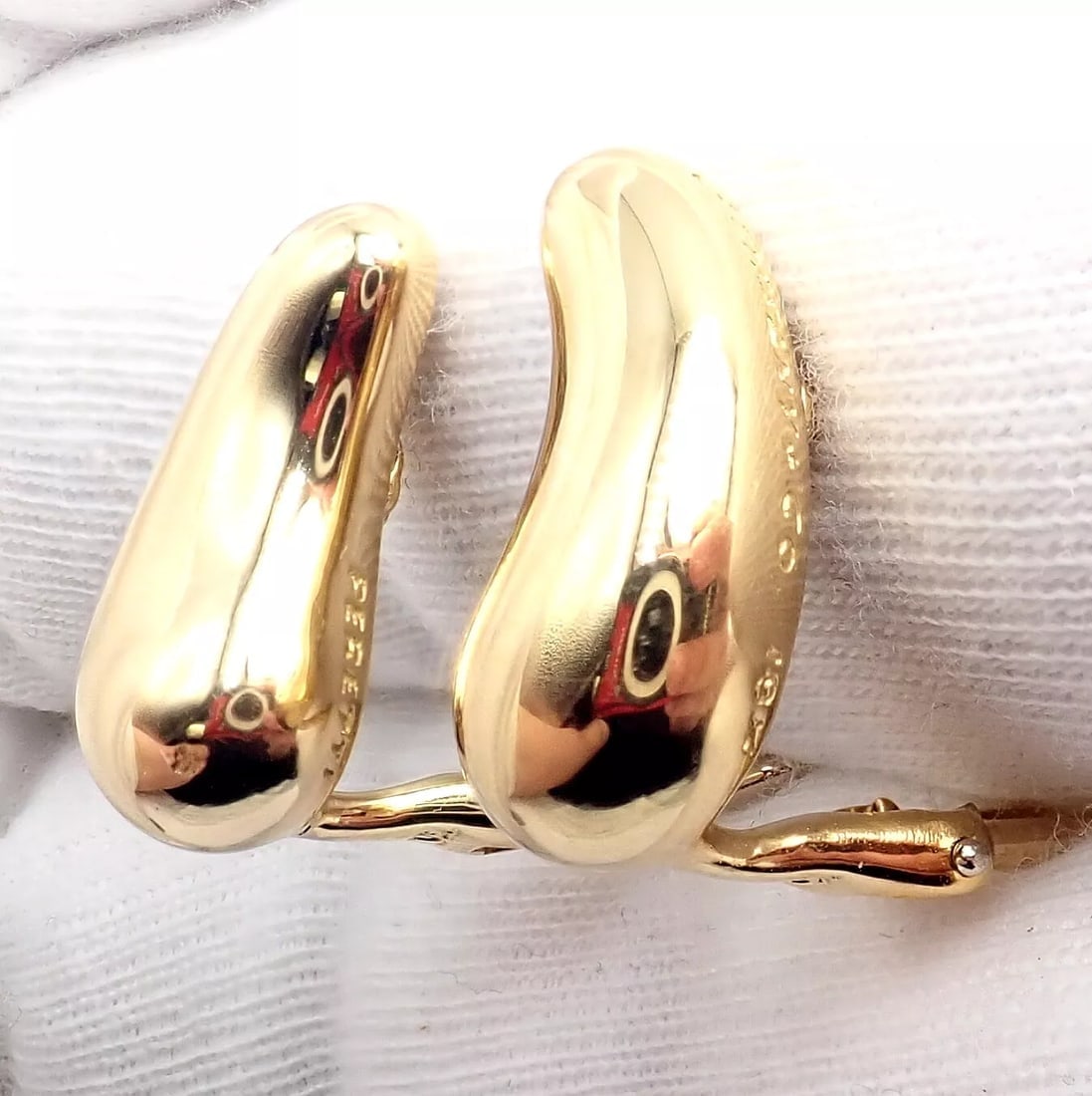 Authentic Tiffany & Co Peretti 18k Yellow Gold Teardrop Earrings - 9