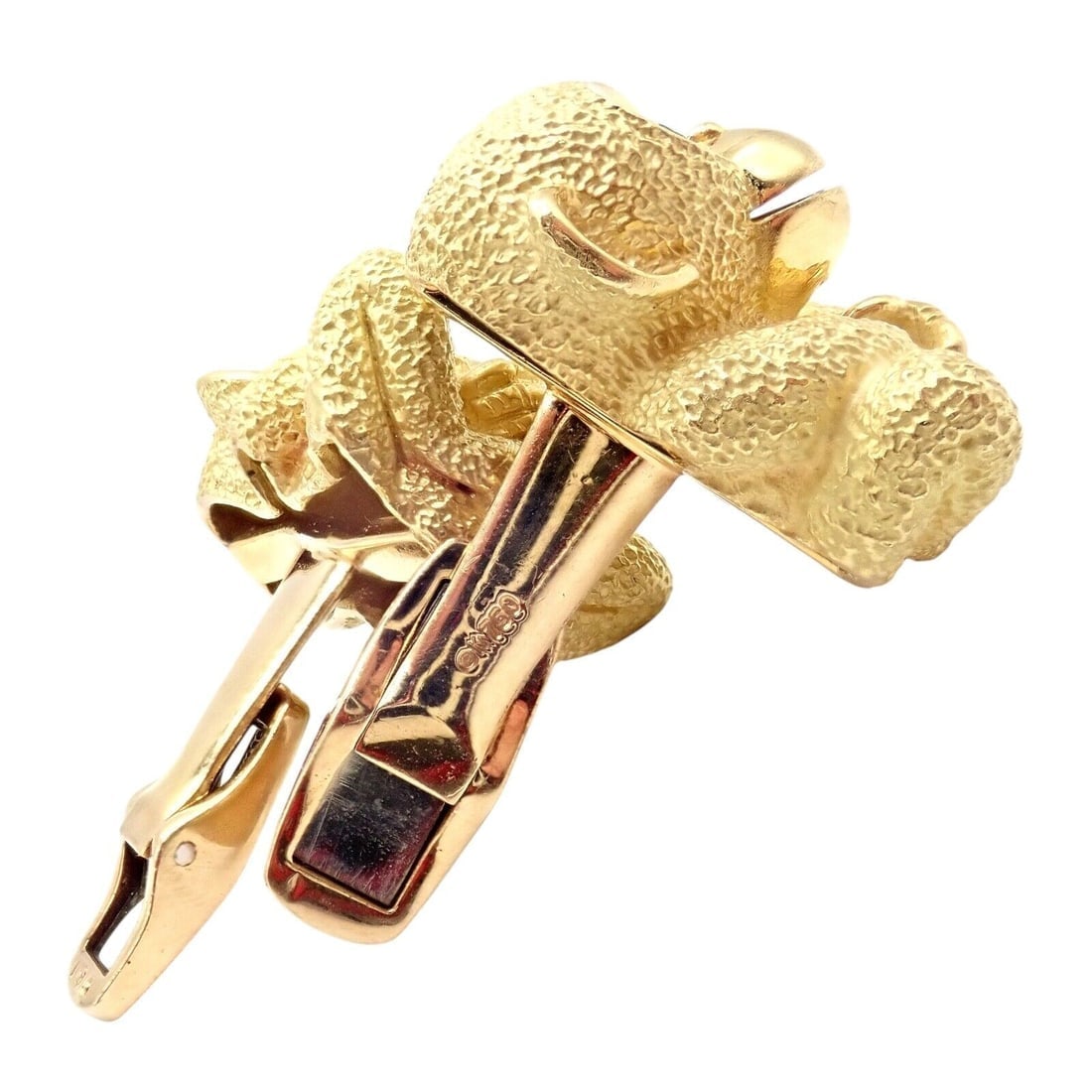 Authentic Kurt Wayne 18k Yellow Gold Emerald Whimsical Monkey Cufflinks - 10