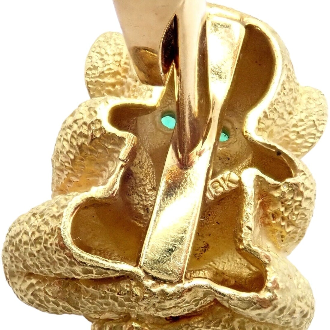 Authentic Kurt Wayne 18k Yellow Gold Emerald Whimsical Monkey Cufflinks - 5