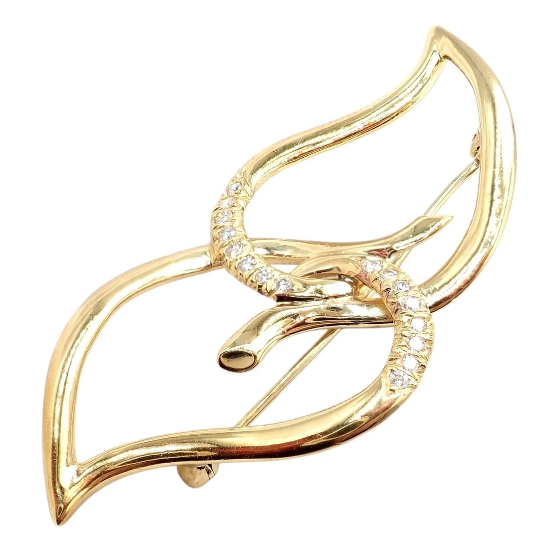 Authentic! Tiffany & Co 18k Yellow Gold Diamond Two Leaf Twin Brooch Pin 1987 - 5