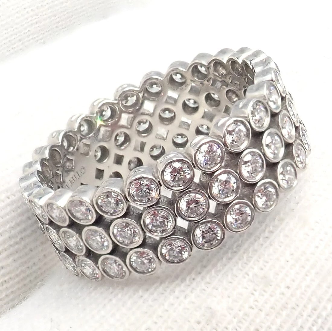 Authentic! Tiffany & Co Platinum Diamond Three Row Jazz Band Ring Size 6 - 4