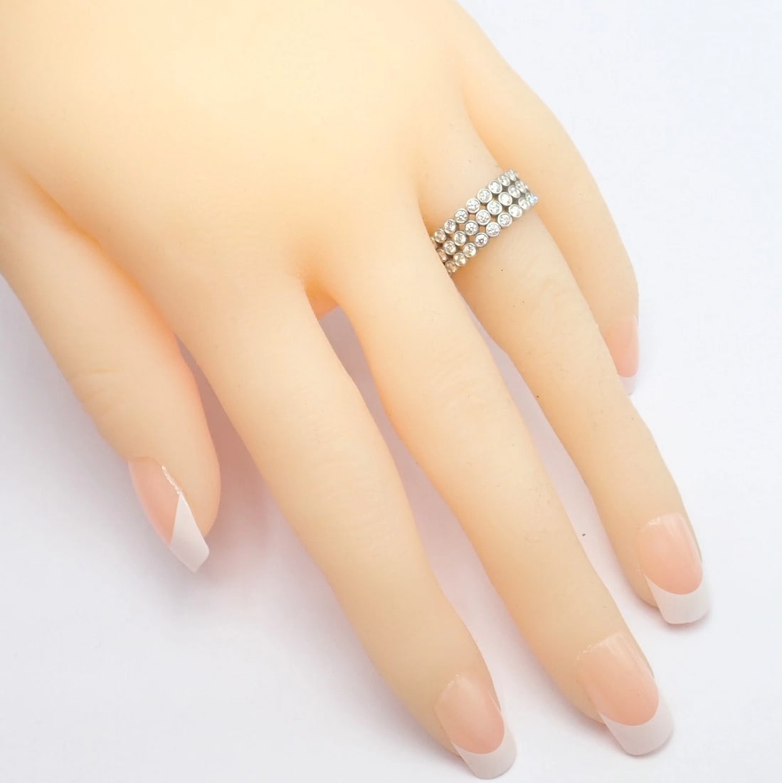 Authentic! Tiffany & Co Platinum Diamond Three Row Jazz Band Ring Size 6 - 5