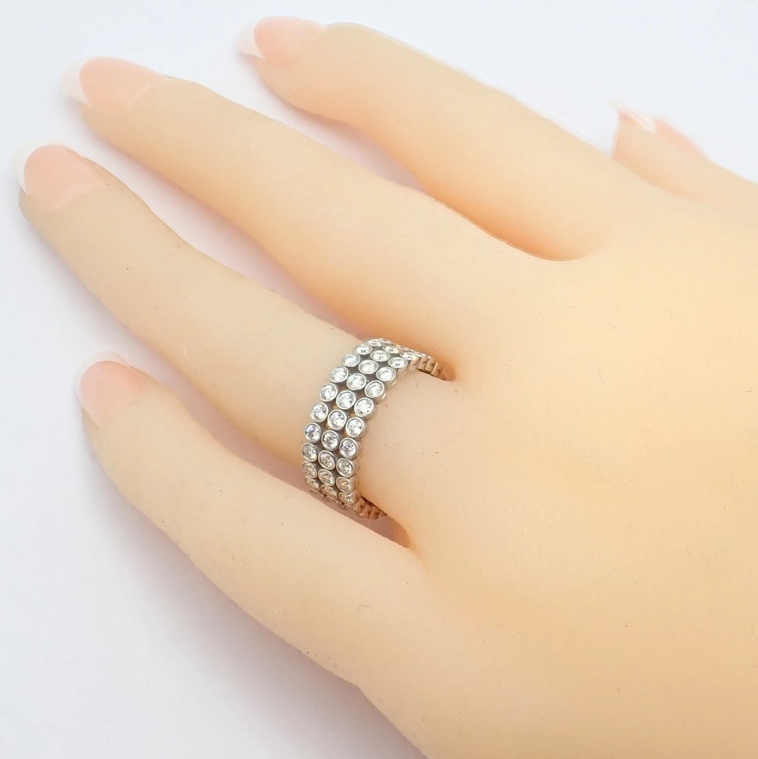Authentic! Tiffany & Co Platinum Diamond Three Row Jazz Band Ring Size 6 - 8