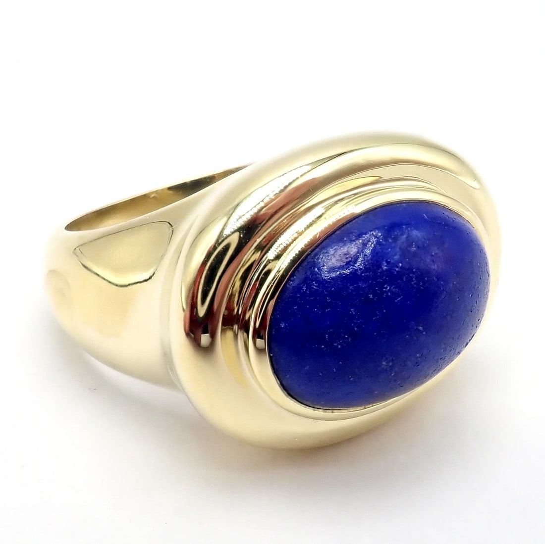 Authentic! Tiffany & Co Paloma Picasso 18k Yellow Gold Large Lapis Oval Ring - 10